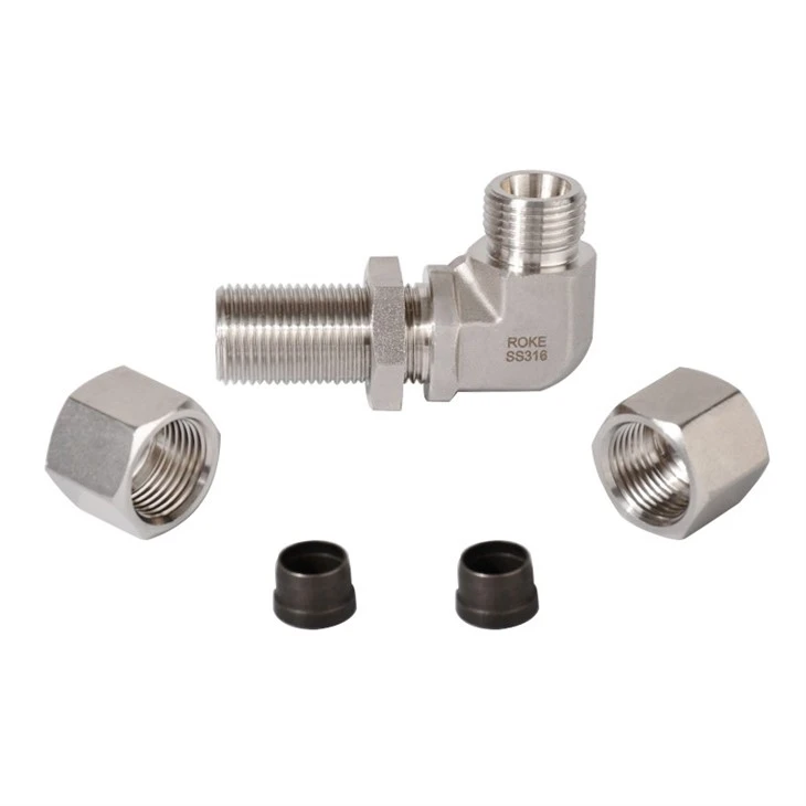 Single Ferrule Bulkhead Union Elbow Hydraulic Tube Fitting