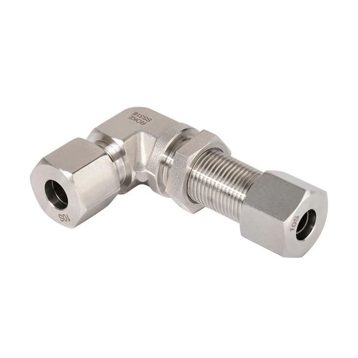 Single Ferrule Bulkhead Union Elbow Hydraulic Tube Fitting